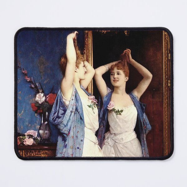 Item preview, Woman Looking in Mirror, Woman Portrait, Fashion Wall Art Print, Antique Wall Decor, Classic Art Decor, Antique Oil Painting, PRINTABLE Art designed and sold by SavageVision.