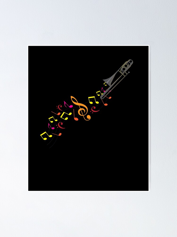 Thumbnail 1 of 3, Poster, Trombone And Musical Notes designed and sold by TomGiantDesigns.