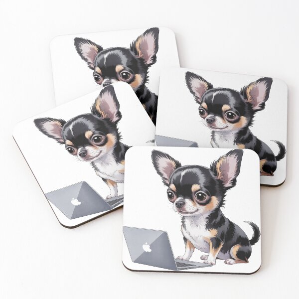 Item preview, Cute Chihuahua with Laptop – Study & Office Wall Art designed and sold by vk09.