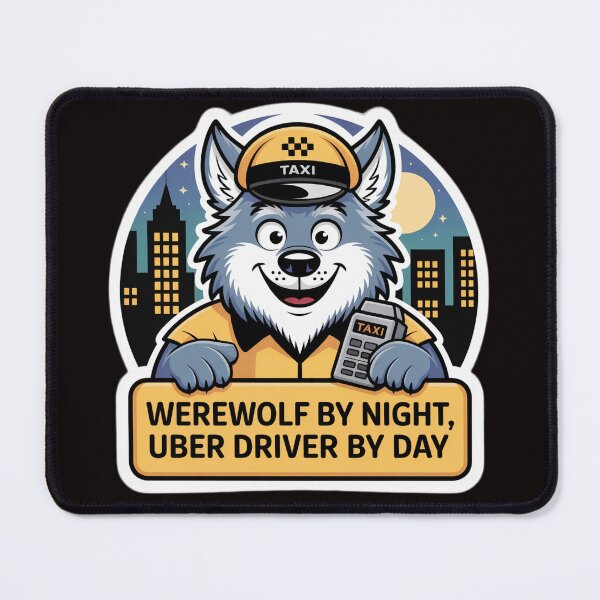 Item preview, Werewolf by Night Uber Driver by Day- Funny Design designed and sold by VIRAL-PRINTS.