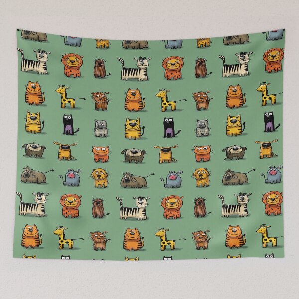 Item preview, Hand-drawn funny zoo animals arranged in neat rows designed and sold by Piotrek0001.