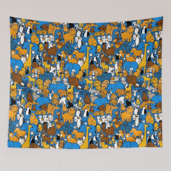 Item preview, Chaotic pattern with various zoo and safari animals designed and sold by Piotrek0001.