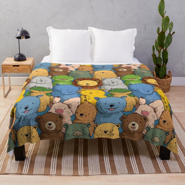 Item preview, A crowd of cute bears lions and frogs doodle designed and sold by Piotrek0001.