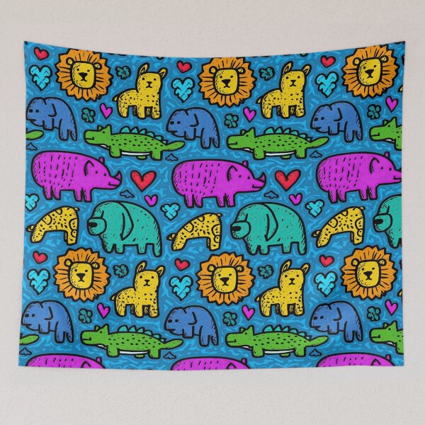 Item preview, Neon jungle animals in a cool graffiti wall style designed and sold by Piotrek0001.