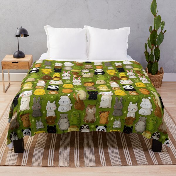Item preview, Cute kawaii animals on grass with panda and rabbit designed and sold by Piotrek0001.