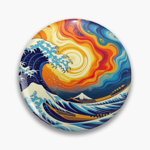 Item preview, WaveDrama & SunsetFire – Boats in Chaos, Fuji in Silence, between Tradition & CosmicGlow designed and sold by FotoworldEdel.