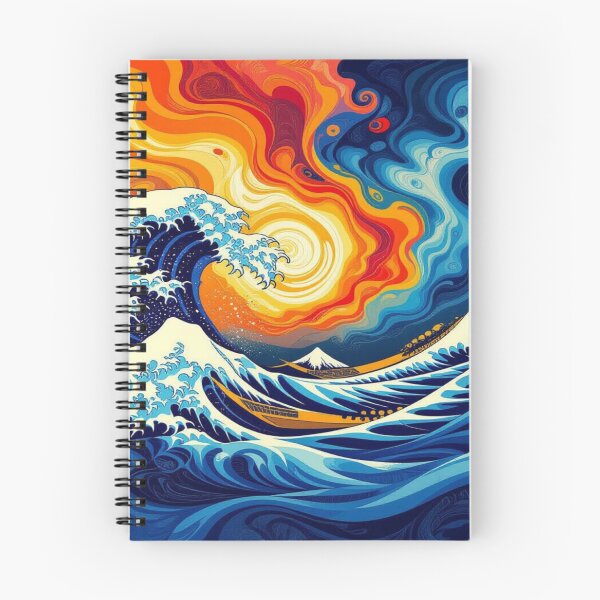 Item preview, WaveDrama & SunsetFire – Boats in Chaos, Fuji in Silence, between Tradition & CosmicGlow designed and sold by FotoworldEdel.