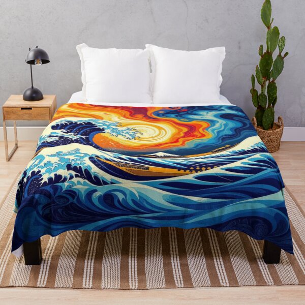 Item preview, WaveDrama & SunsetFire – Boats in Chaos, Fuji in Silence, between Tradition & CosmicGlow designed and sold by FotoworldEdel.