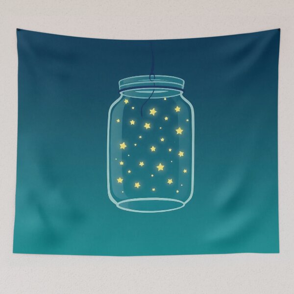 Item preview, Fireflies in a Jar – Glowing Night Sky Aesthetic Digital Illustration designed and sold by Painterrella.