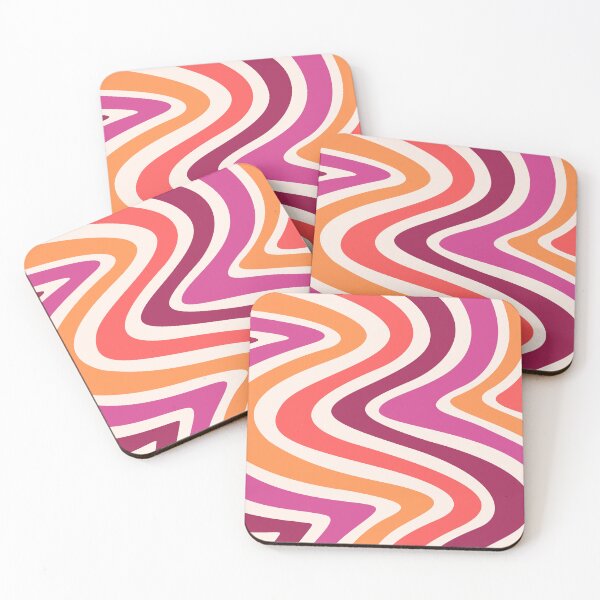 Item preview, Retro Groovy Wavy Lines – 70s Aesthetic Abstract Pattern in Pink and Orange designed and sold by Infinite drip.