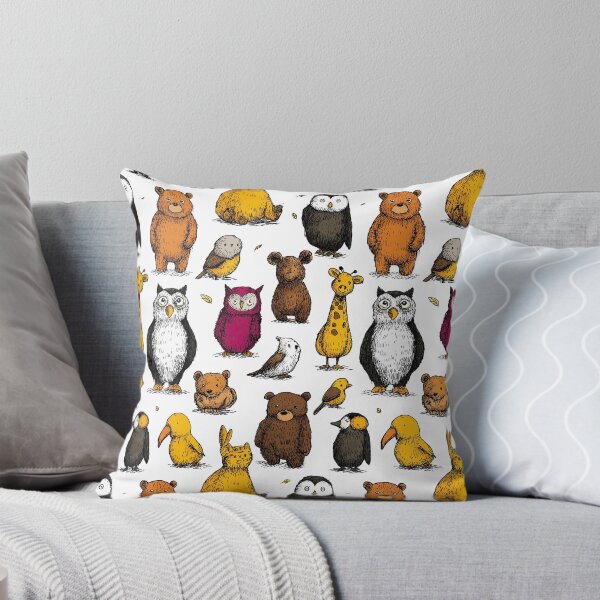 Item preview, Hand-drawn owls bears and other cute birds pattern designed and sold by Piotrek0001.