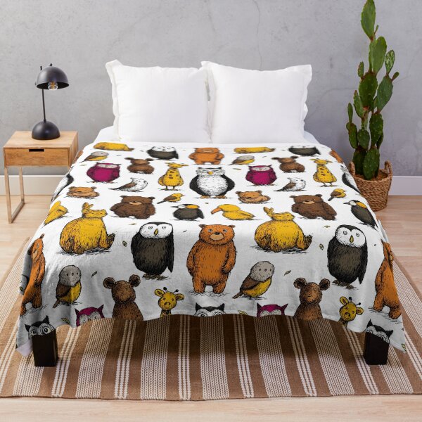 Item preview, Hand-drawn owls bears and other cute birds pattern designed and sold by Piotrek0001.