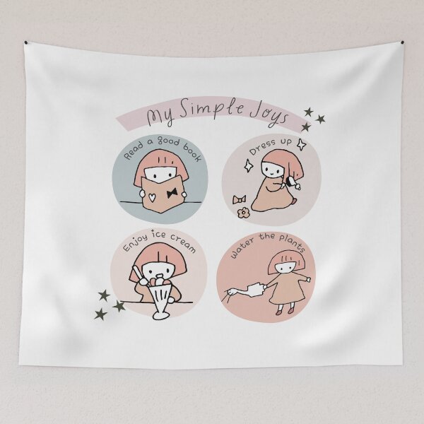 Item preview, My Simple Joys – Cute Minimalist Everyday Happiness Illustration designed and sold by TheBeeKindSpace.
