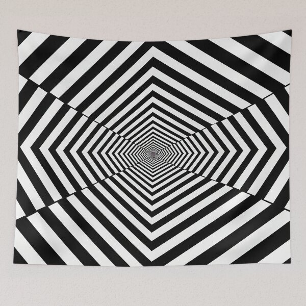 Item preview, Optical Illusion Tunnel – Black and White Abstract Geometric Design designed and sold by NoctaHike.