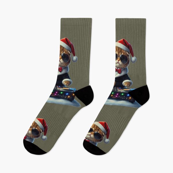 Item preview, DJ Santa Cat Christmas Party | Funny Cat with Sunglasses Mixing Music | Cool Holiday Kitty designed and sold by E-SarnEdge.