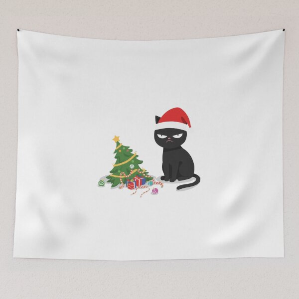 Item preview, Grumpy Black Cat vs Christmas Tree designed and sold by xMErCUrY03x.