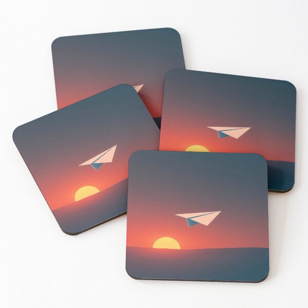 Item preview, Paper Airplane in the Sunset Sky – Minimal Aesthetic Digital Illustration designed and sold by Painterrella.