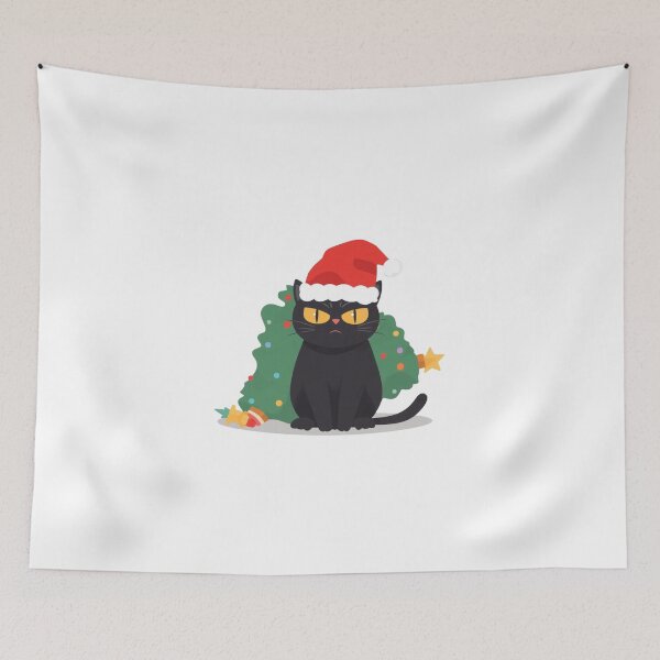 Item preview, Grumpy Black Cat vs Christmas Tree designed and sold by xMErCUrY03x.