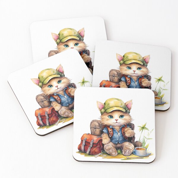 Item preview, Cute Cat Watercolor Camping 03 designed and sold by CharlieDesings.