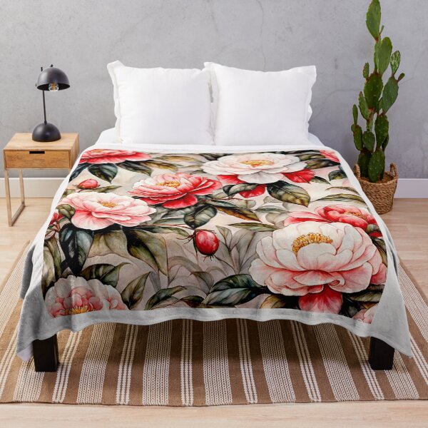 Item preview, Victorian watercolor Camellia japonica flowers#2 designed and sold by Helios Be. Lavsh.