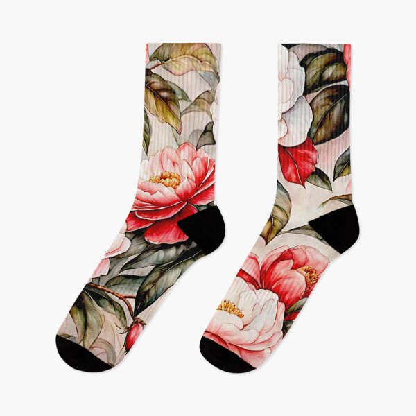 Item preview, Victorian watercolor Camellia japonica flowers#2 designed and sold by Helios Be. Lavsh.