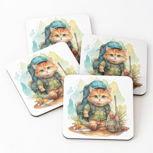 Item preview, Cute Cat Watercolor Camping 12 designed and sold by CharlieDesings.
