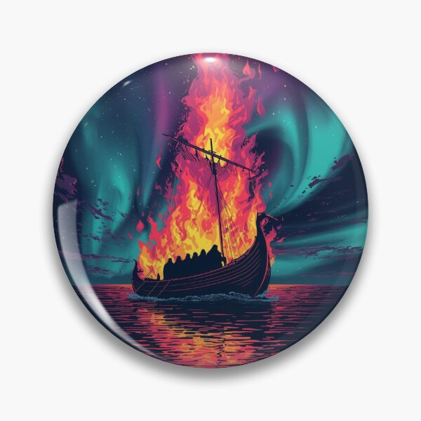 Artikelvorschau, Brennendes Wikinger-Langschiff – Episches Seeschlacht-Kunstwerk entworfen und verkauft von Mythic Tide.