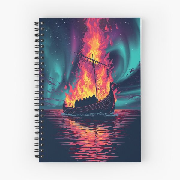 Item preview, Burning Viking Longship — Epic Sea Battle Artwork designed and sold by Mythic Tide.