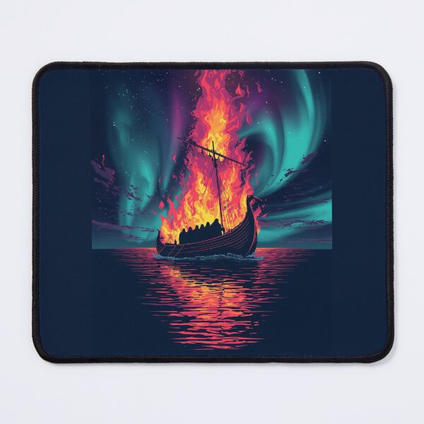 Item preview, Burning Viking Longship — Epic Sea Battle Artwork designed and sold by Mythic Tide.