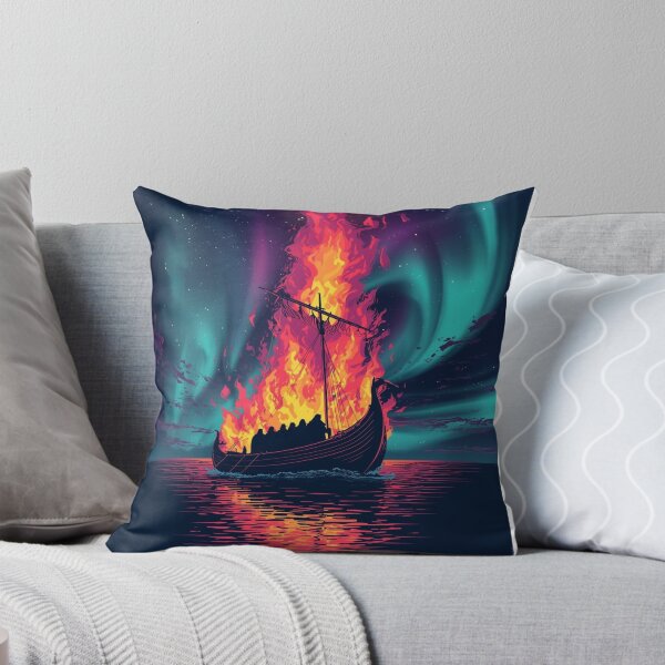 Item preview, Burning Viking Longship — Epic Sea Battle Artwork designed and sold by Mythic Tide.