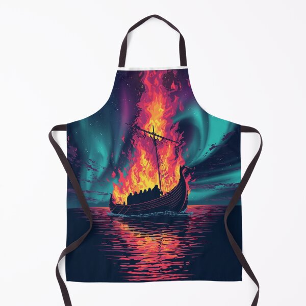 Item preview, Burning Viking Longship — Epic Sea Battle Artwork designed and sold by Mythic Tide.