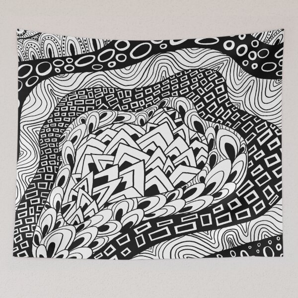 Item preview, Abstract Black and White Geometric Pattern designed and sold by Dreamy Ocean Art.