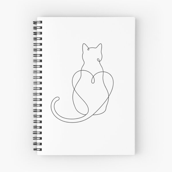 Artikelvorschau, Minimalistische Katze mit Herz-Strichzeichnung – Elegante durchgehende Strichzeichnung – Modernes Geschenk für Katzenliebhaber entworfen und verkauft von MadeByACJ.