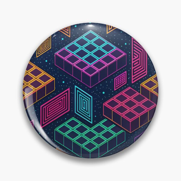 Artikelvorschau, Neon geometrische Würfel – Retro futuristisches abstraktes Muster entworfen und verkauft von NoctaHike.