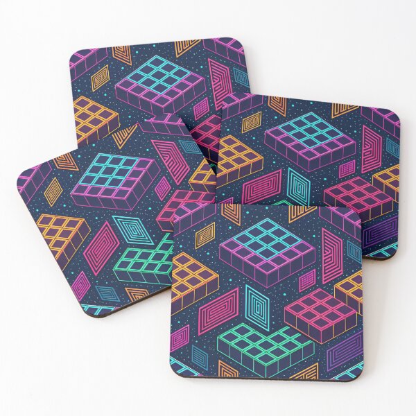 Item preview, Cubos geométricos de neón: patrón abstracto retro futurista designed and sold by NoctaHike.