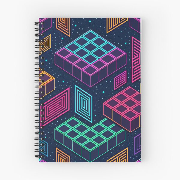 Item preview, Neon Geometric Cubes – Retro Futuristic Abstract Pattern designed and sold by NoctaHike.