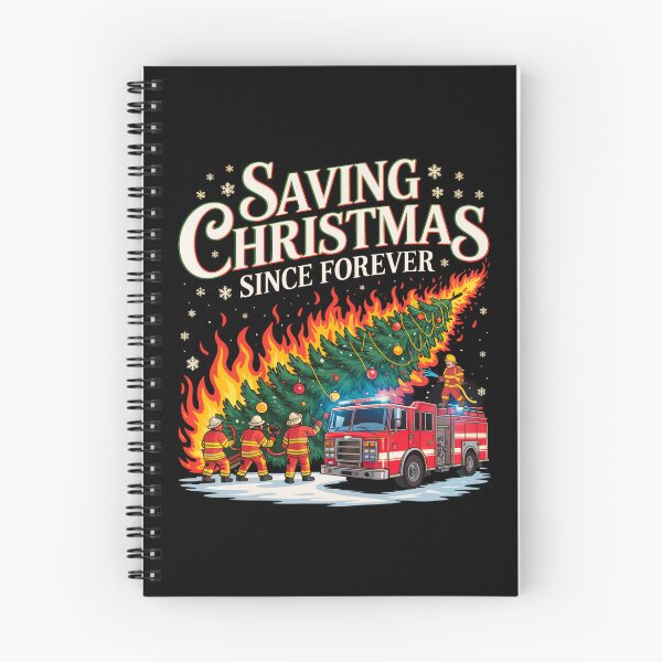 Item preview, Saving Christmas Since Forever Firefighter Fire Truck designed and sold by MadCatPrints.