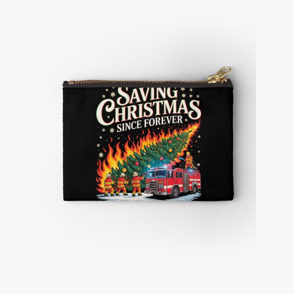Item preview, Saving Christmas Since Forever Firefighter Fire Truck designed and sold by MadCatPrints.