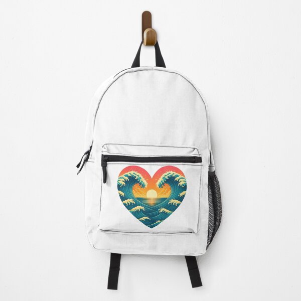 Item preview, Heart-Shaped Ocean Waves Sunset Illustration designed and sold by ArtfulWeave.