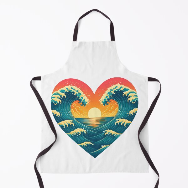 Item preview, Heart-Shaped Ocean Waves Sunset Illustration designed and sold by ArtfulWeave.