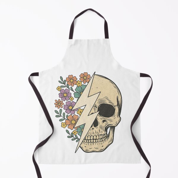 Aperçu de l'œuvre Motif floral vintage avec tête de mort et éclair créée et vendue par ArtfulWeave.