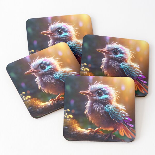 Item preview, Luminfeather Hatchling – Iridescent Fantasy Bird Art by Jennifer Moor designed and sold by MythicmoorArt.
