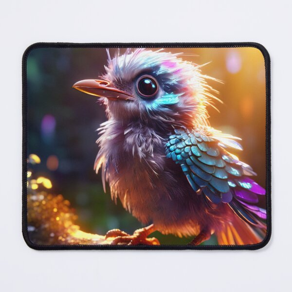 Item preview, Luminfeather Hatchling – Iridescent Fantasy Bird Art by Jennifer Moor designed and sold by MythicmoorArt.
