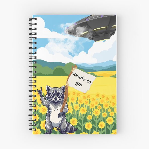 Item preview, Cool Raccoon With UFO – Ready to Go Motivational Cartoon designed and sold by AnaPixMar.