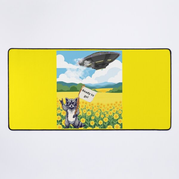 Item preview, Cool Raccoon With UFO – Ready to Go Motivational Cartoon designed and sold by AnaPixMar.