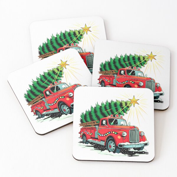 Item preview, Retro Fire Truck Christmas Tree Firefighter Christmas designed and sold by MadCatPrints.