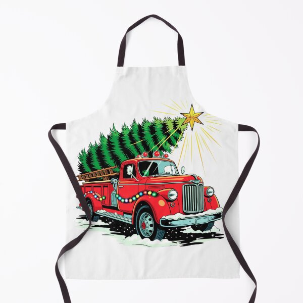 Item preview, Retro Fire Truck Christmas Tree Firefighter Christmas designed and sold by MadCatPrints.