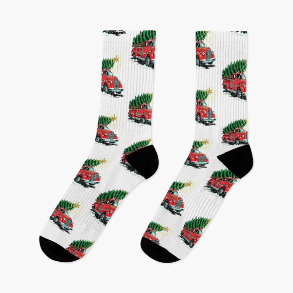 Item preview, Retro Fire Truck Christmas Tree Firefighter Christmas designed and sold by MadCatPrints.