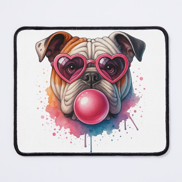 Item preview, Bulldog with Heart Glasses and Bubblegum Pop Art designed and sold by ArtfulWeave.