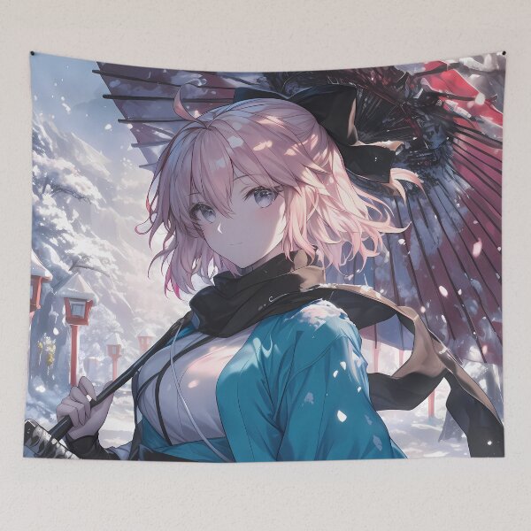 Item preview, Okita Souji Sakura Saber Snowy Fate Grand Order Elegant Samurai Glow designed and sold by HumbertoValveno.